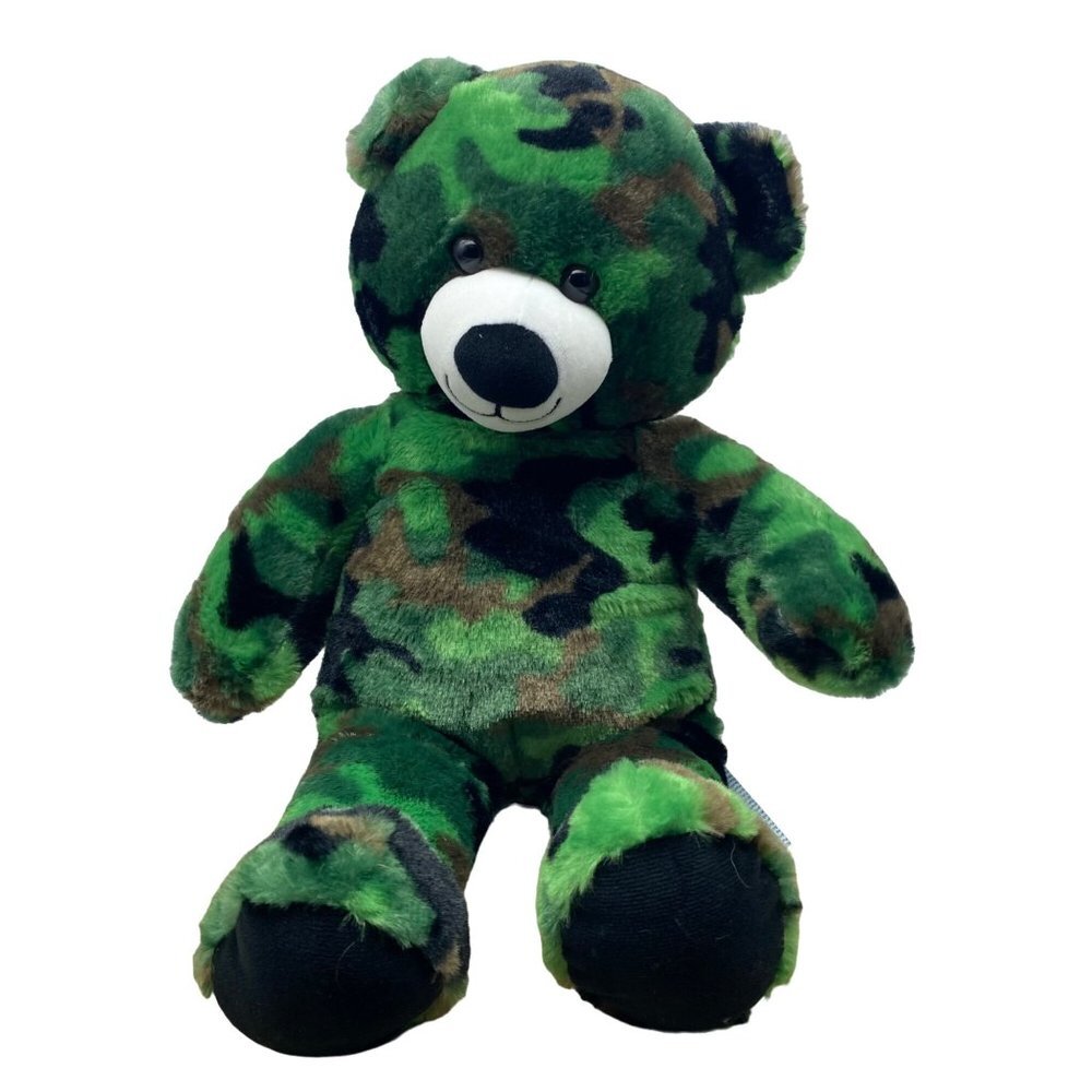 Build-A-Bear Army Camo Camouflage Green Stuffed Teddy Animal‎ Toy BAB Plush 2017